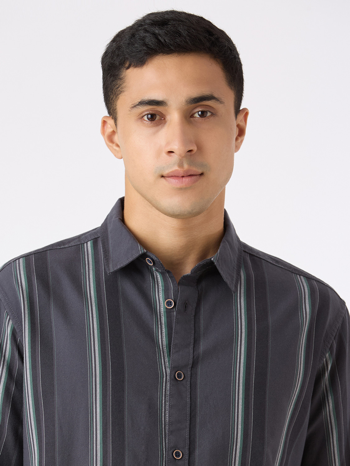 Image of Pepe Jeans Men Striped Casual Grey Shirt