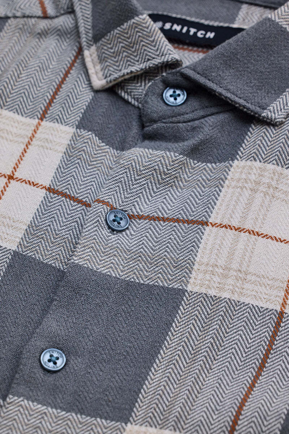 Image of Snitch Men Checkered Casual Grey Shirt