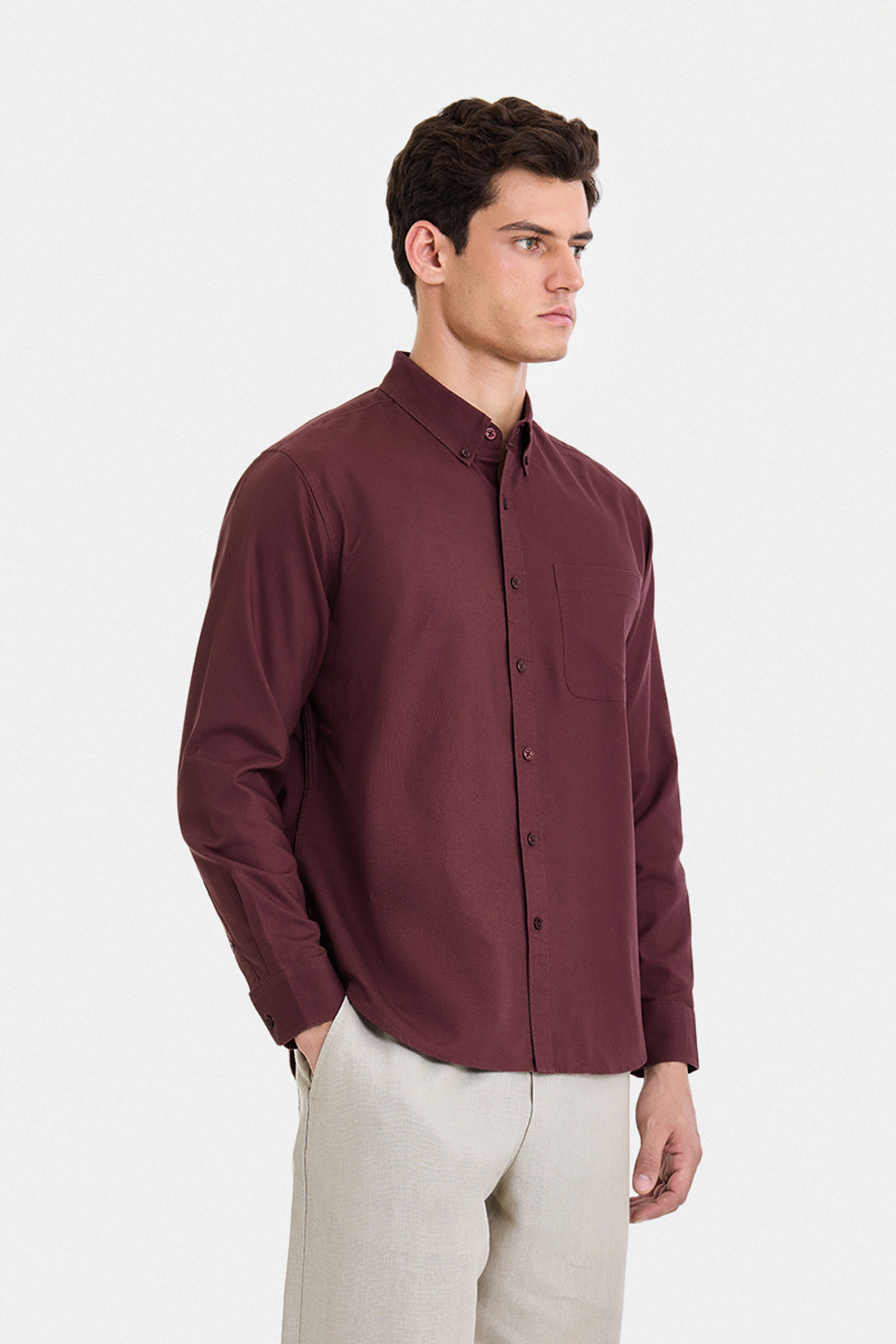 Image of Snitch Men Solid Casual Maroon Shirt