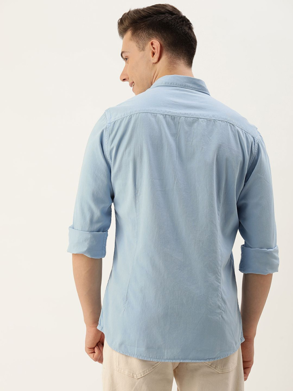 Image of Mast & Harbour Men Dyed /Ombre Casual Blue Shirt