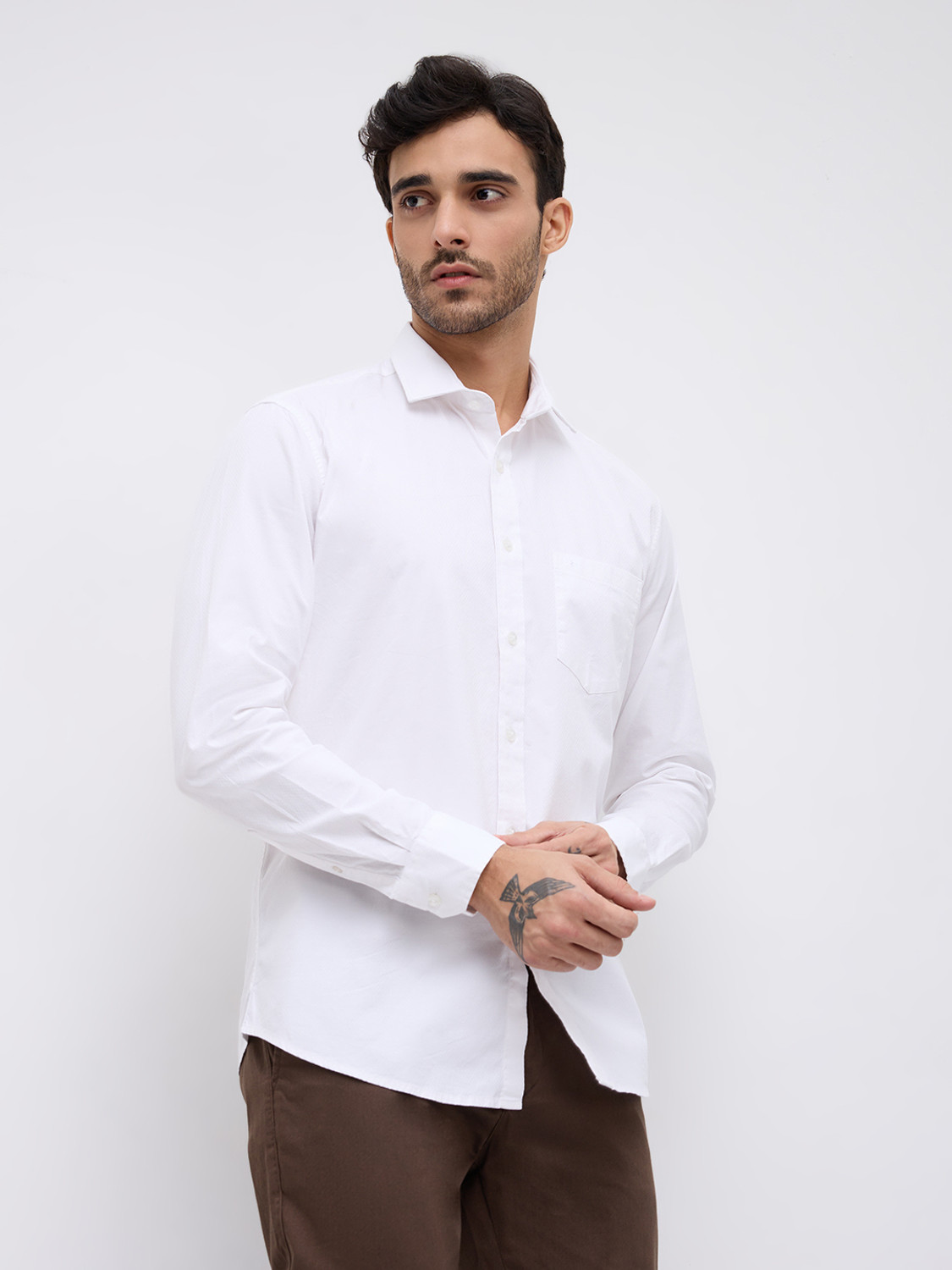 Image of KILLER Men Solid Casual White Shirt