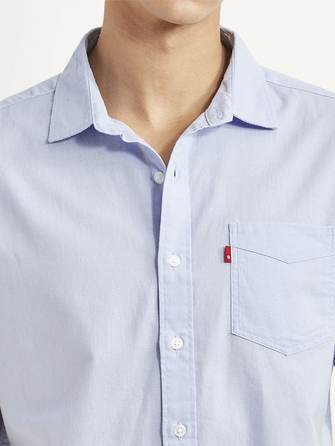 Image of LEVI'S Men Solid Casual Blue Shirt