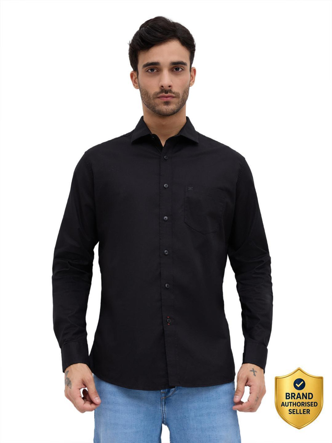 Image of KILLER Men Solid Casual Black Shirt