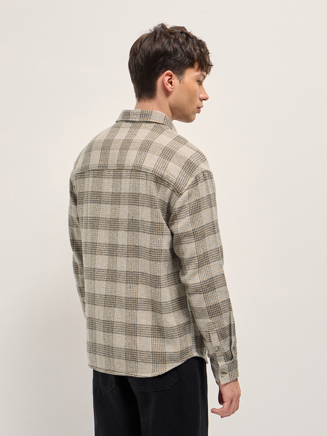 Image of THE BEAR HOUSE Men Checkered Casual Beige Shirt