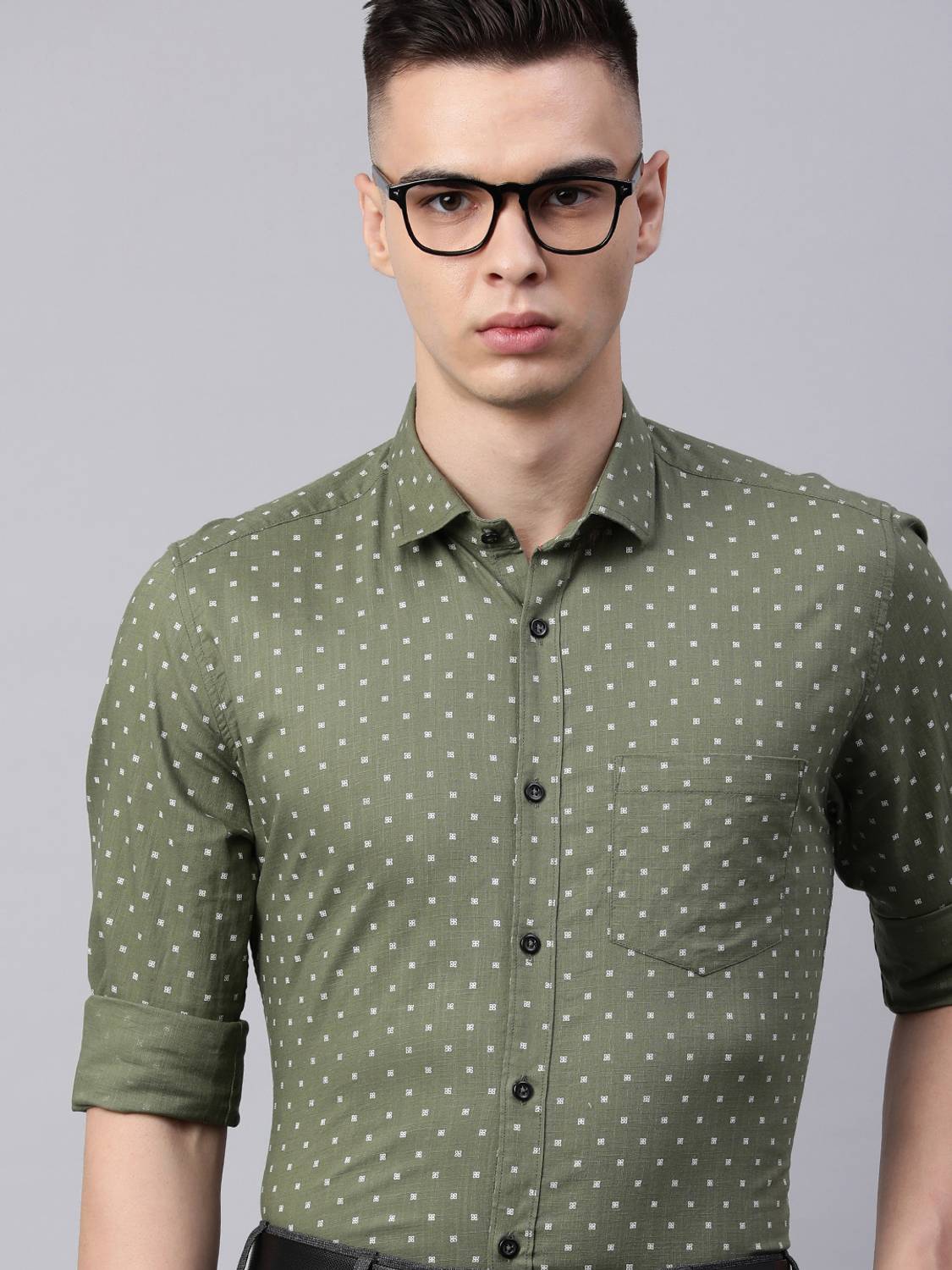 5TH ANFOLD Men Printed Casual Green Shirt