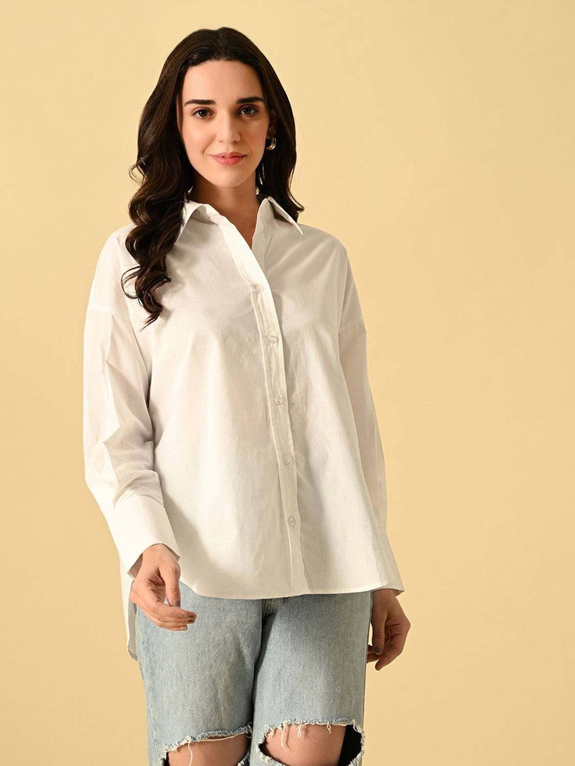 ADRIANA Women Solid Party White Shirt