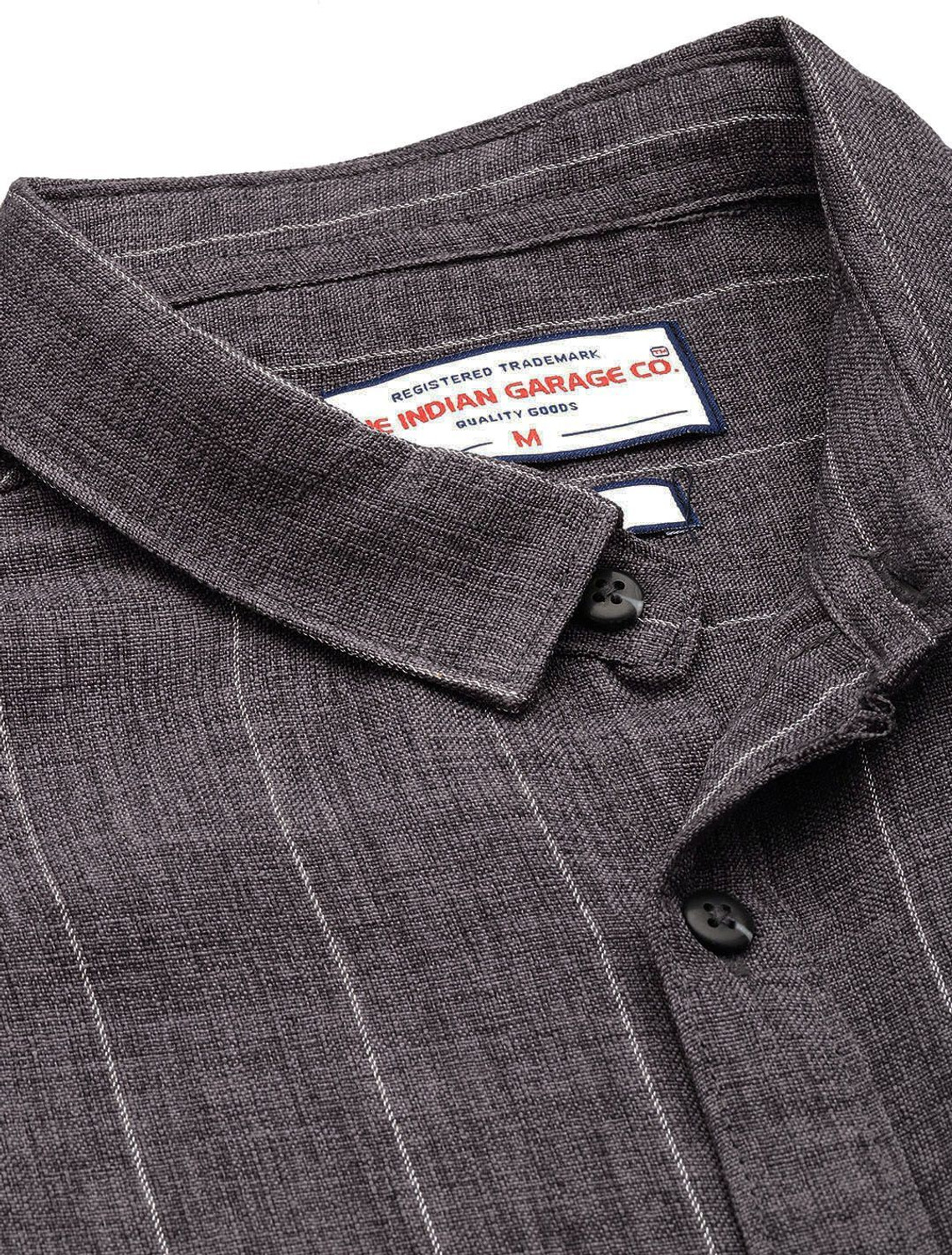 Image of The Indian Garage Co. Men Striped Casual Grey Shirt