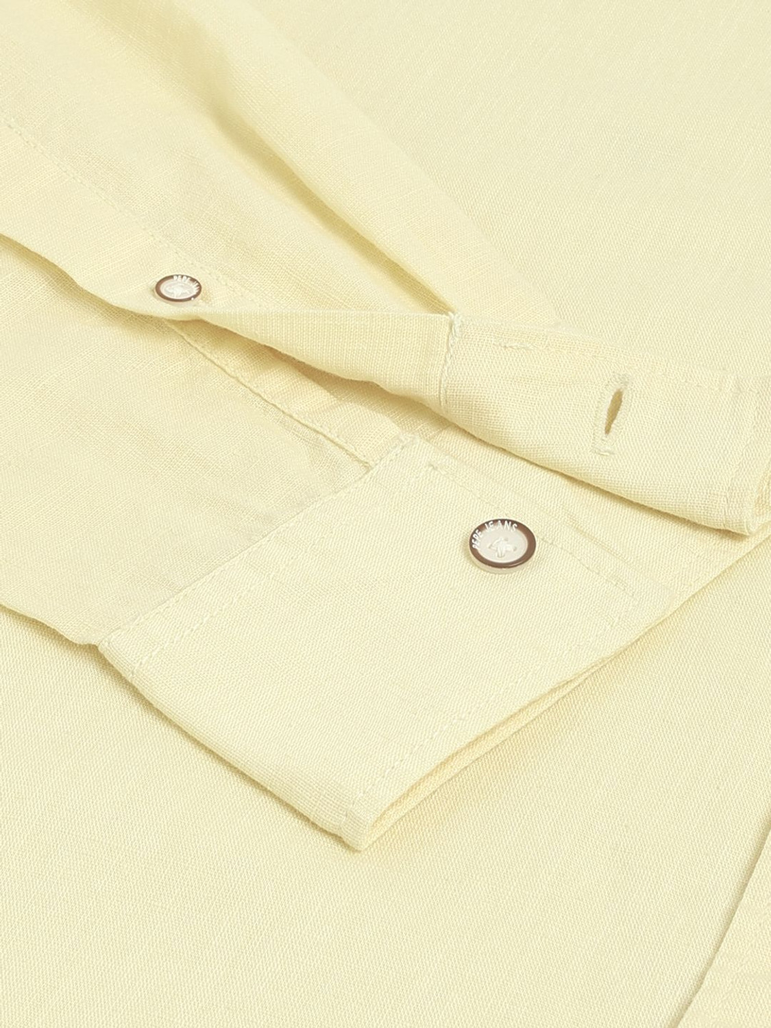 Image of Pepe Jeans Men Solid Casual Yellow Shirt