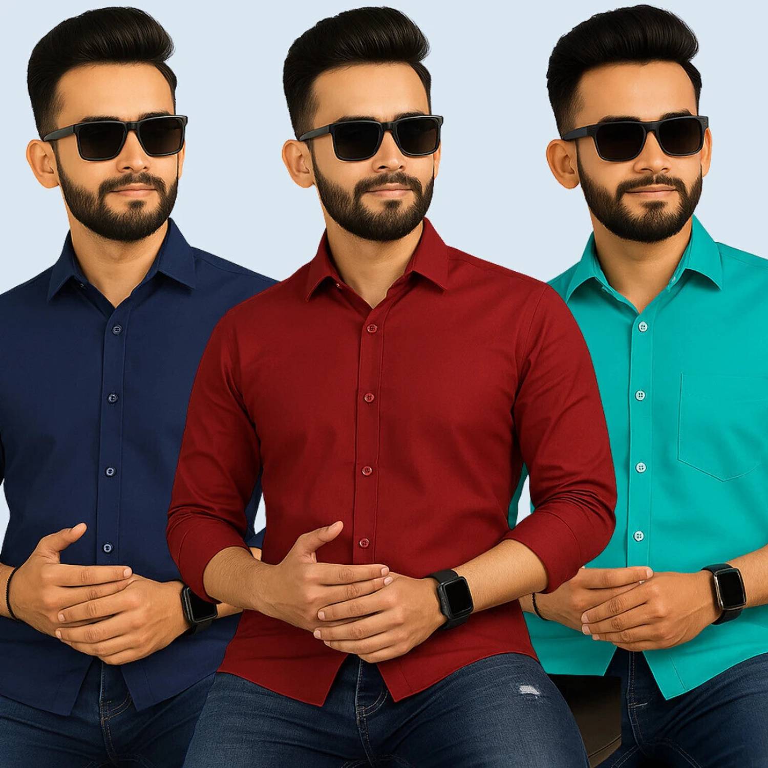 youth first Men Regular Fit Solid Spread Collar Casual Shirt (Pac