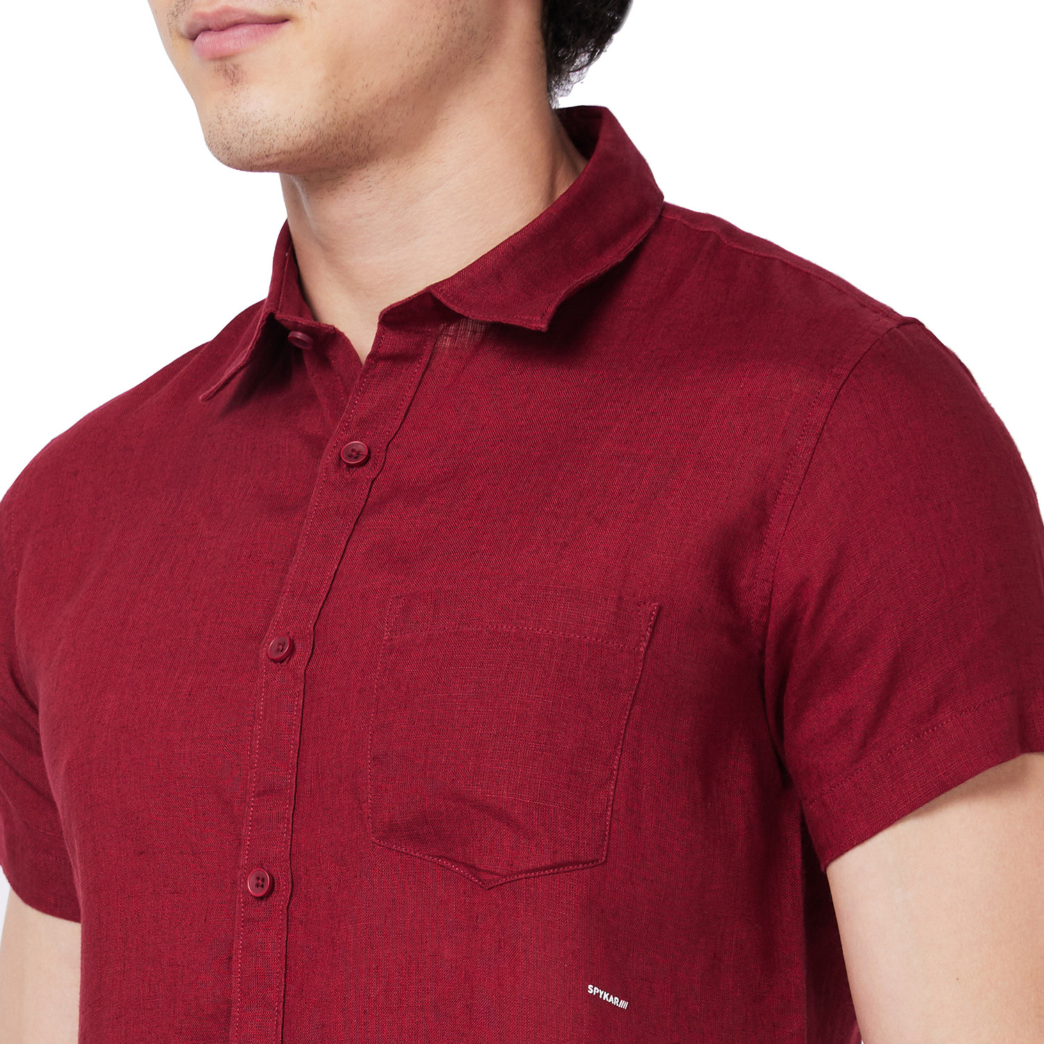 Image of Spykar Men Solid Casual Red Shirt