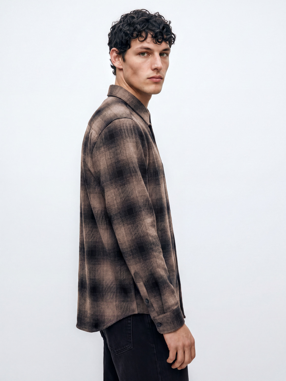 Image of THE BEAR HOUSE Men Checkered Casual Brown Shirt