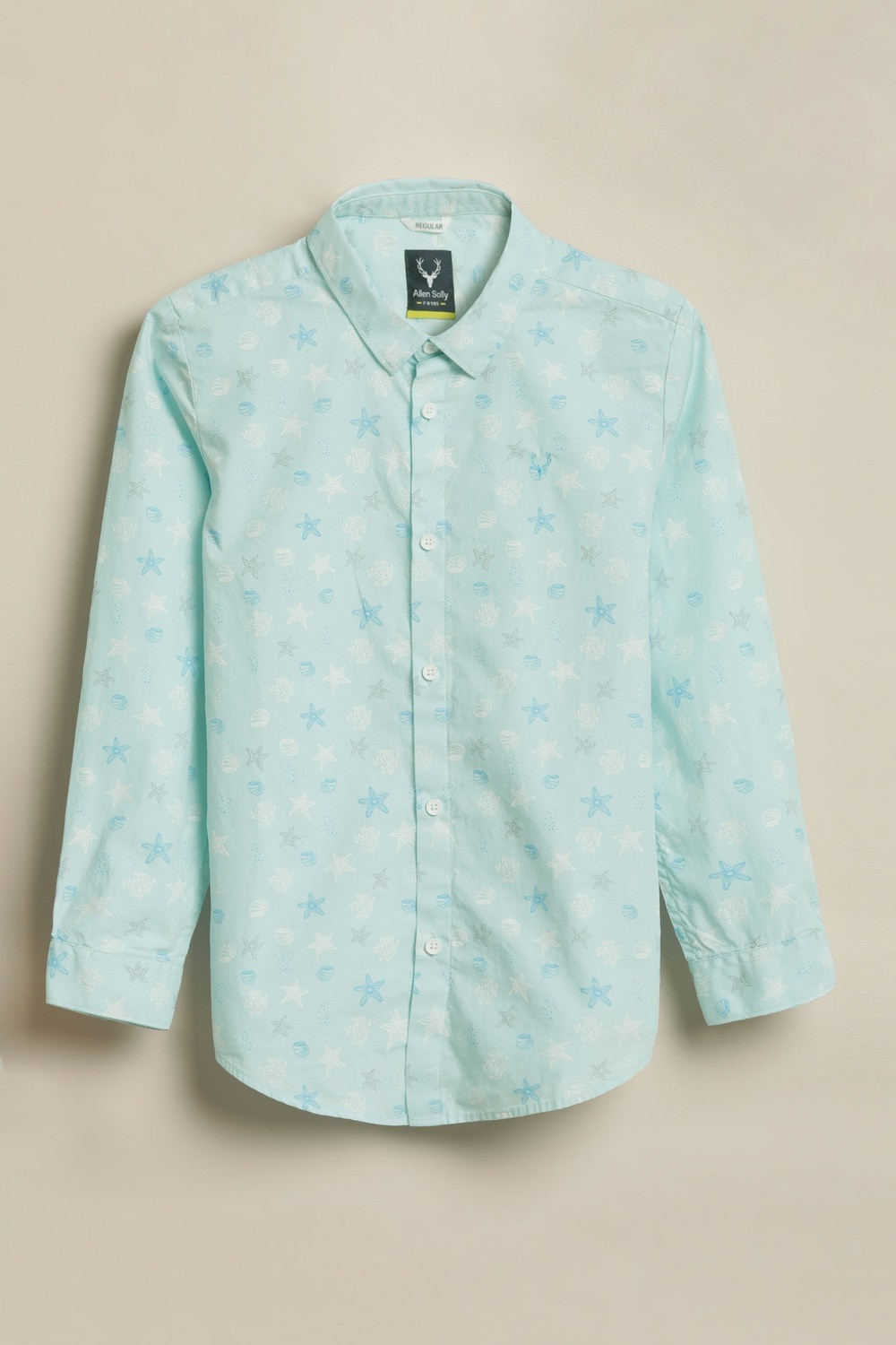 Image of Allen Solly Boys Printed Casual Light Blue Shirt