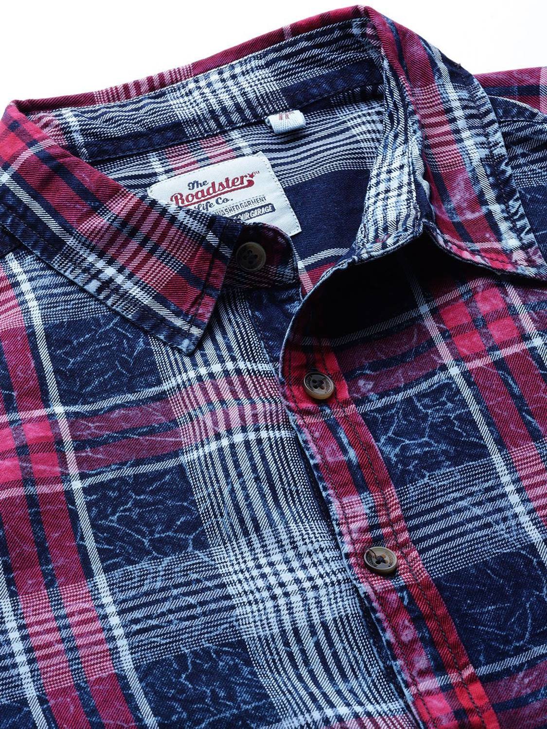 Roadster Men Checkered Casual Blue Shirt - Image 2