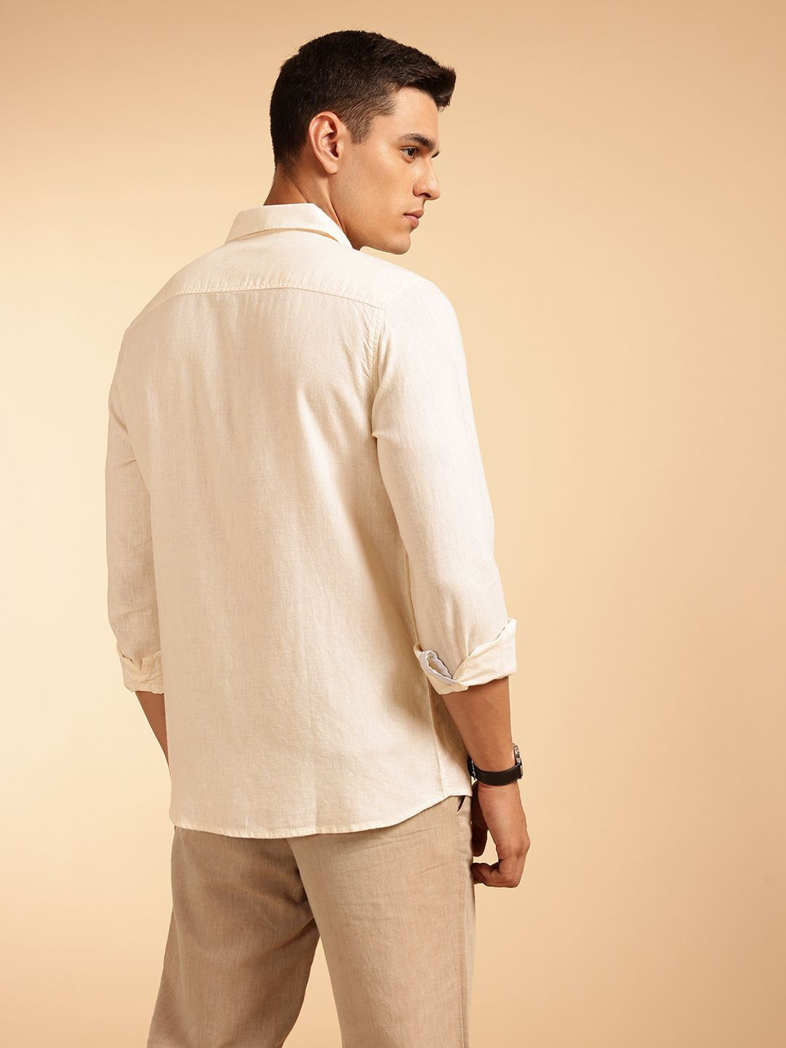 Image of French Connection Men Solid Casual Cream Shirt