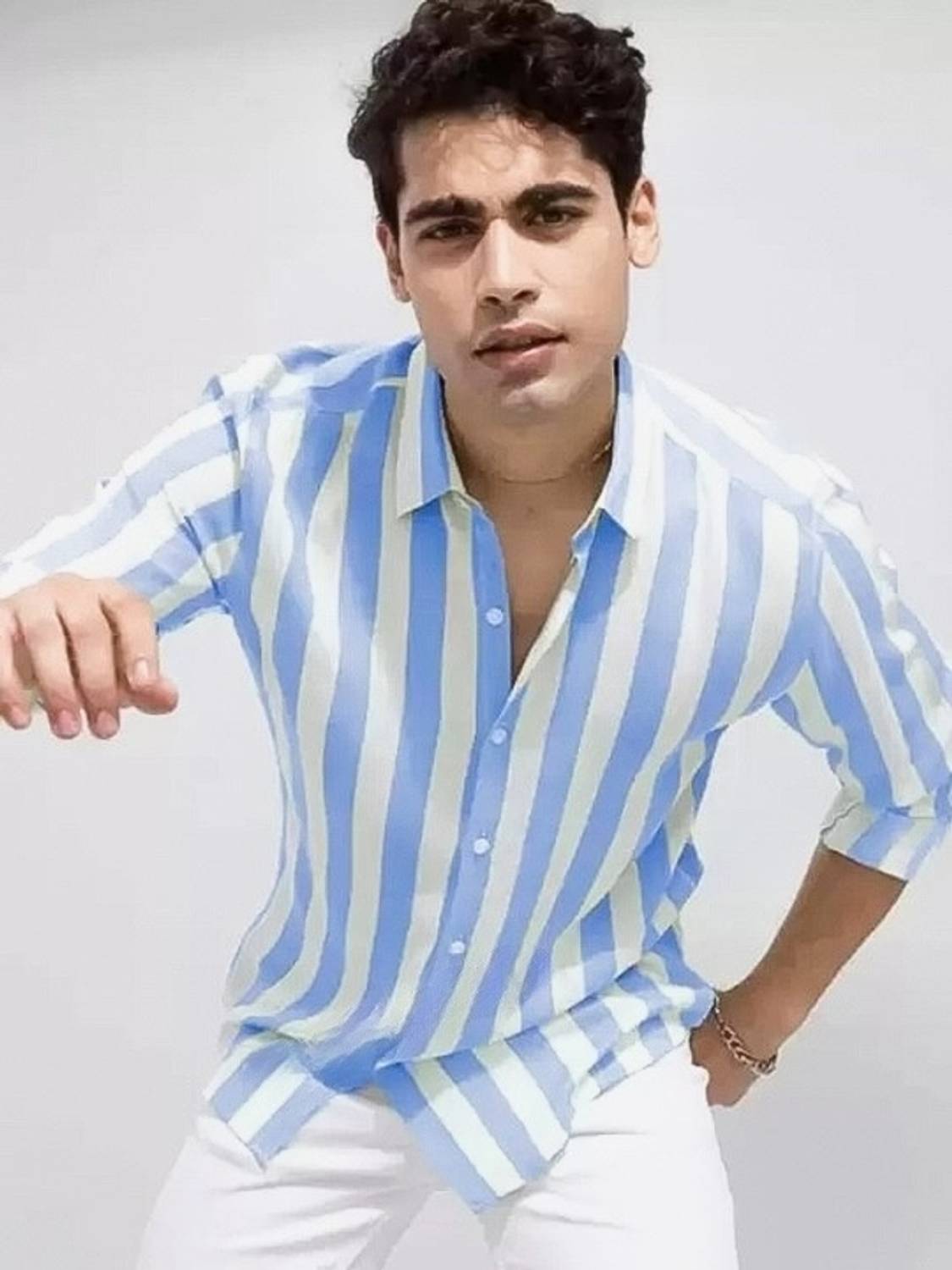 SRGI Men Striped Blue Casual Shirt - Image 1
