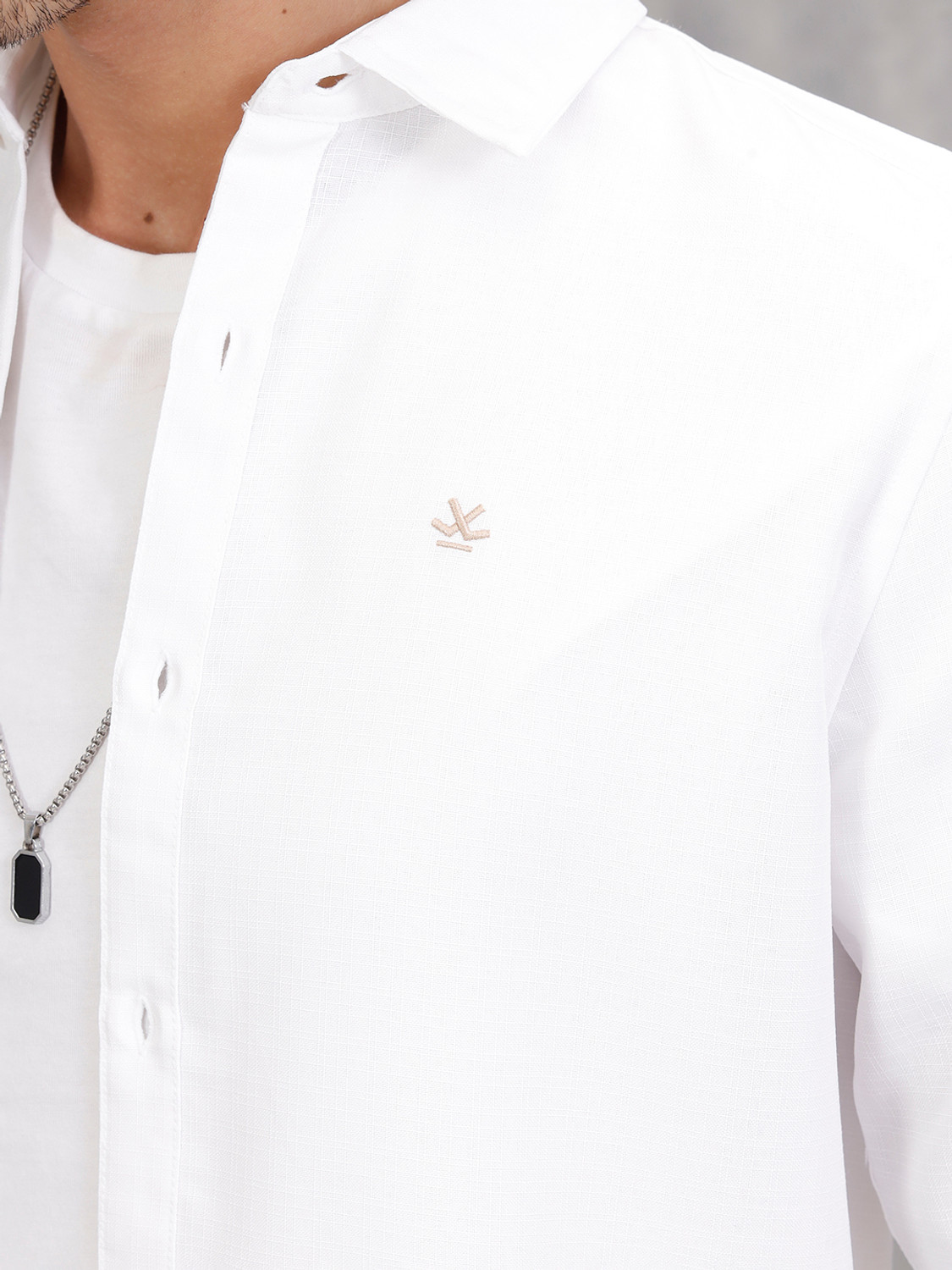 Image of WROGN Men Solid Casual White Shirt