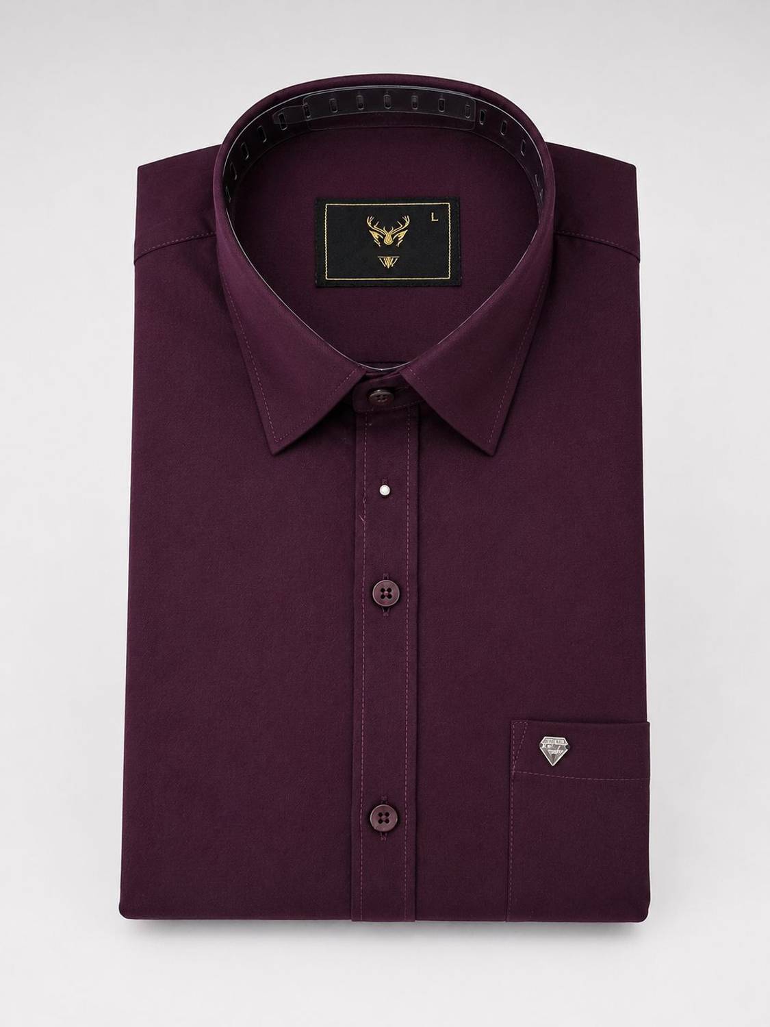 AKhubgarment Men Solid Formal Purple Shirt