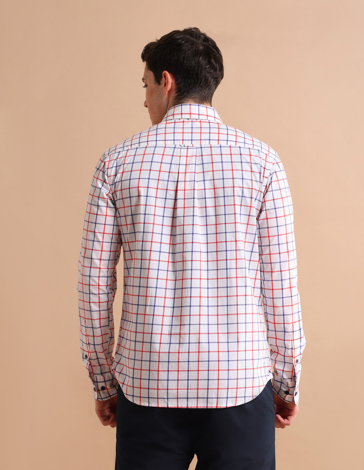 Image of U.S. POLO ASSN. Men Checkered Casual White Shirt
