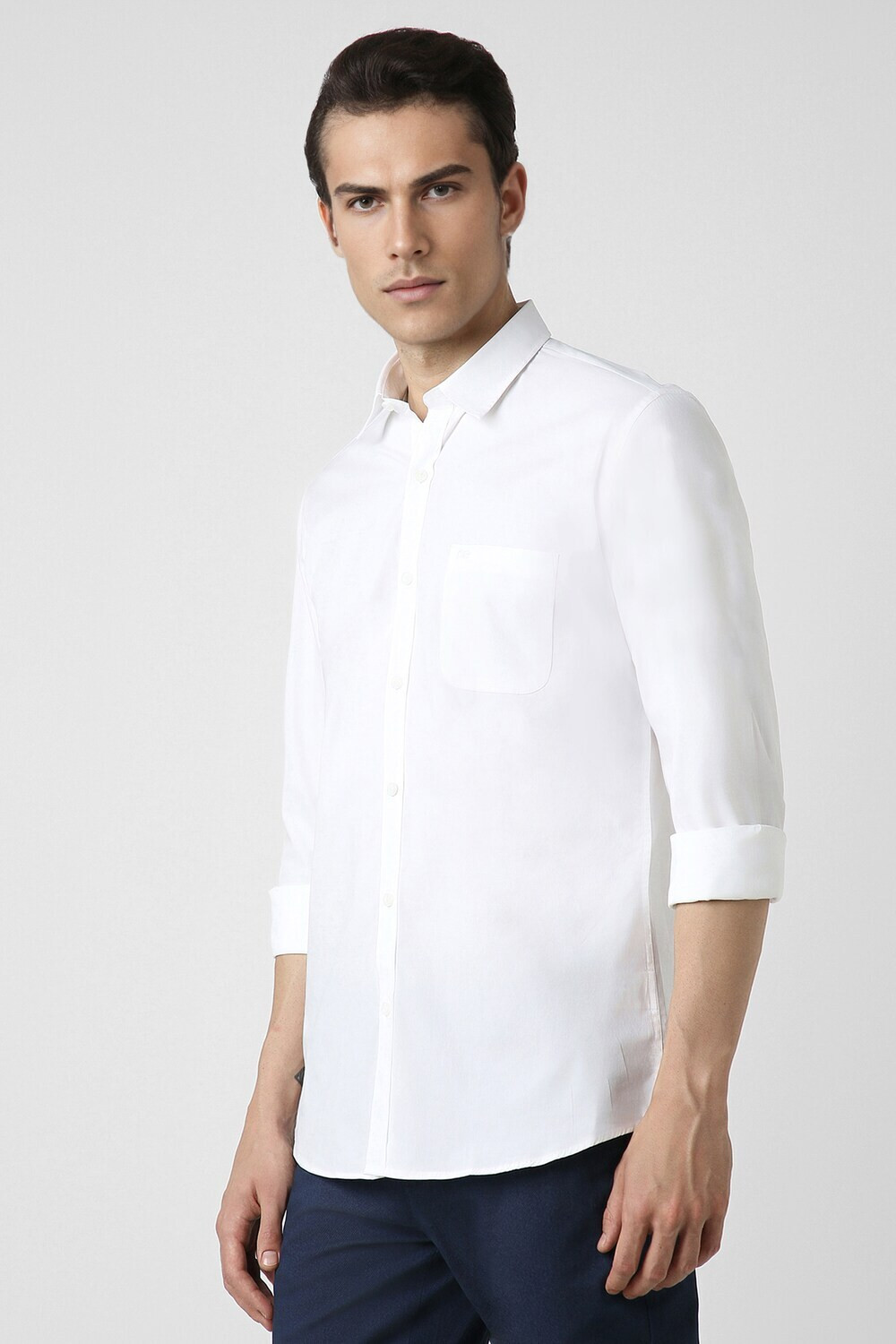 Image of PETER ENGLAND Men Solid Casual White Shirt
