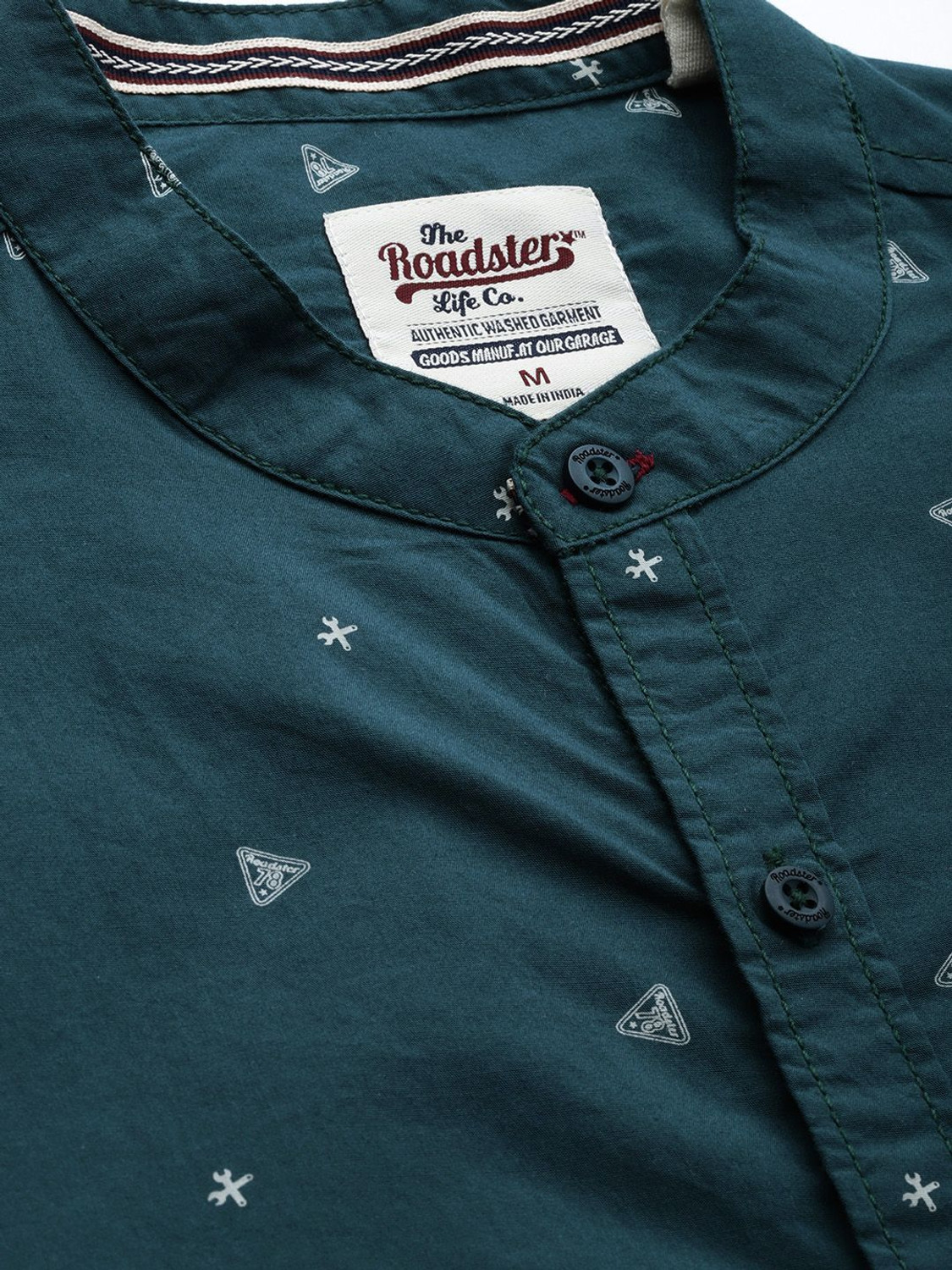 Image of Roadster Men Printed Casual Green Shirt