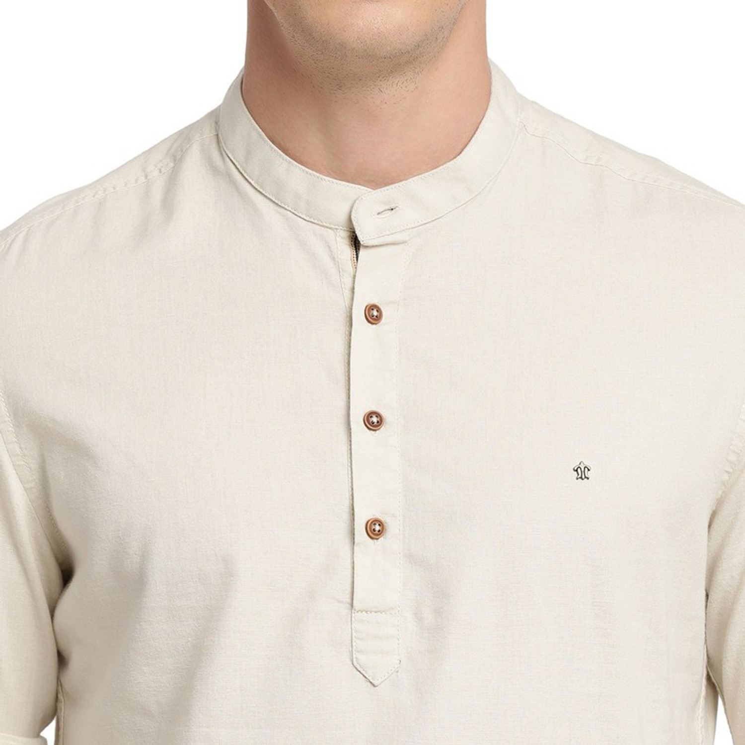 Image of TURTLE Men Solid Casual Cream Shirt