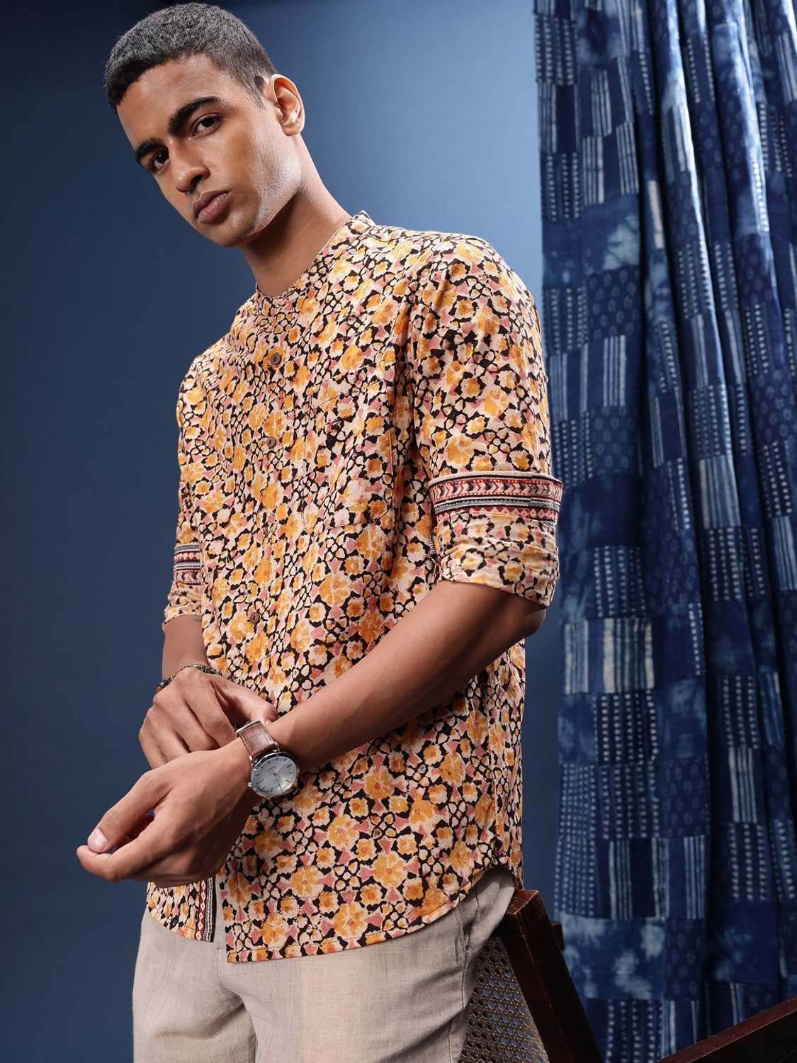 Image of Taavi Men Printed Casual Multicolor Shirt