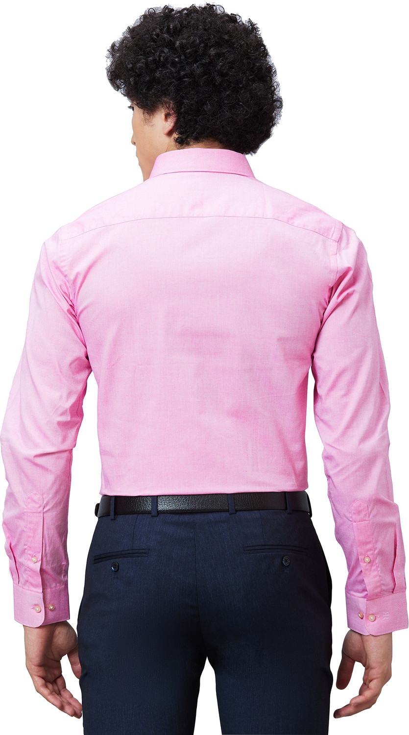 Image of Raymond Men Self Design Formal Pink Shirt