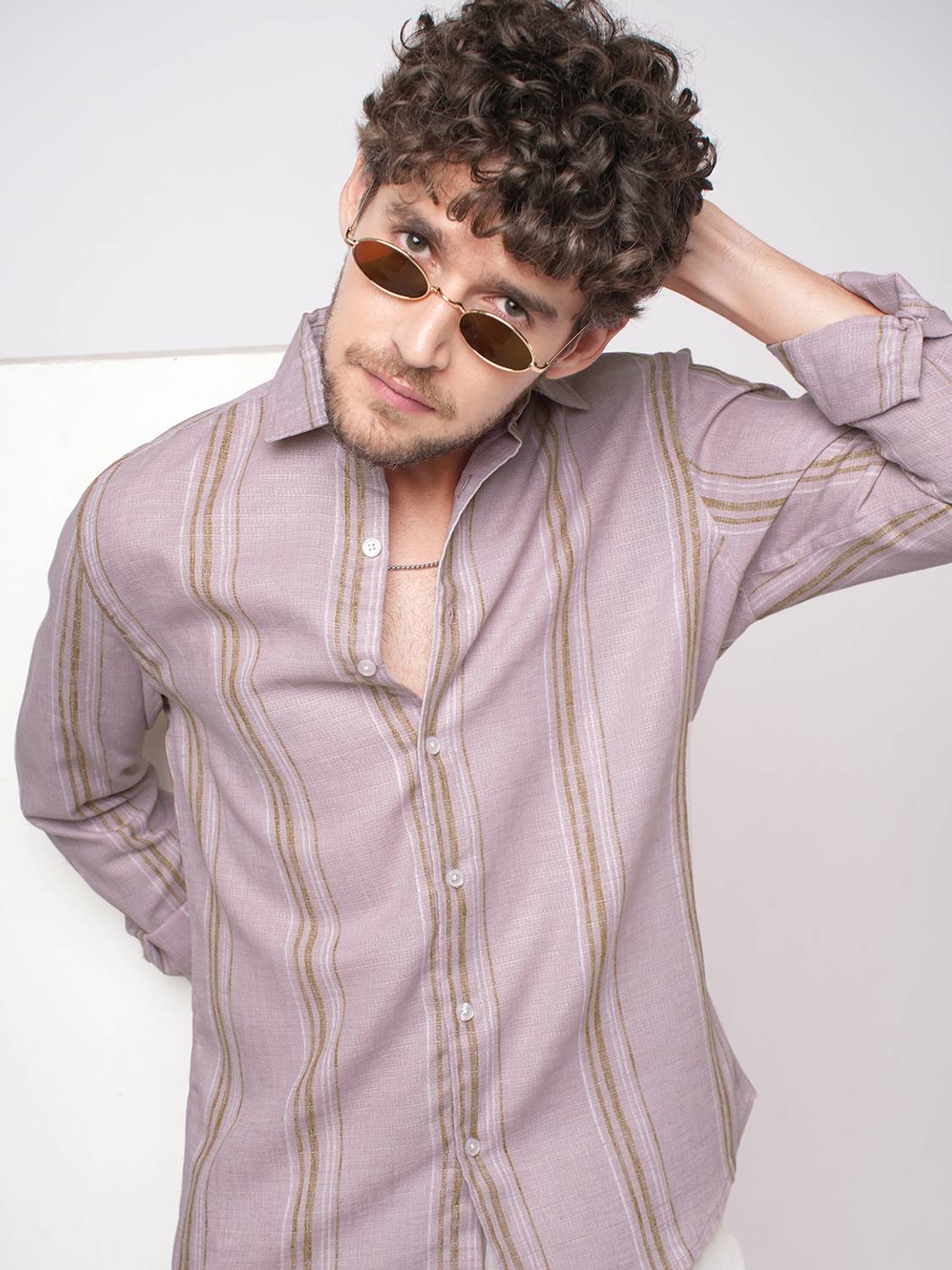 VASTRADO Men Striped Pink Shirt - Image 3