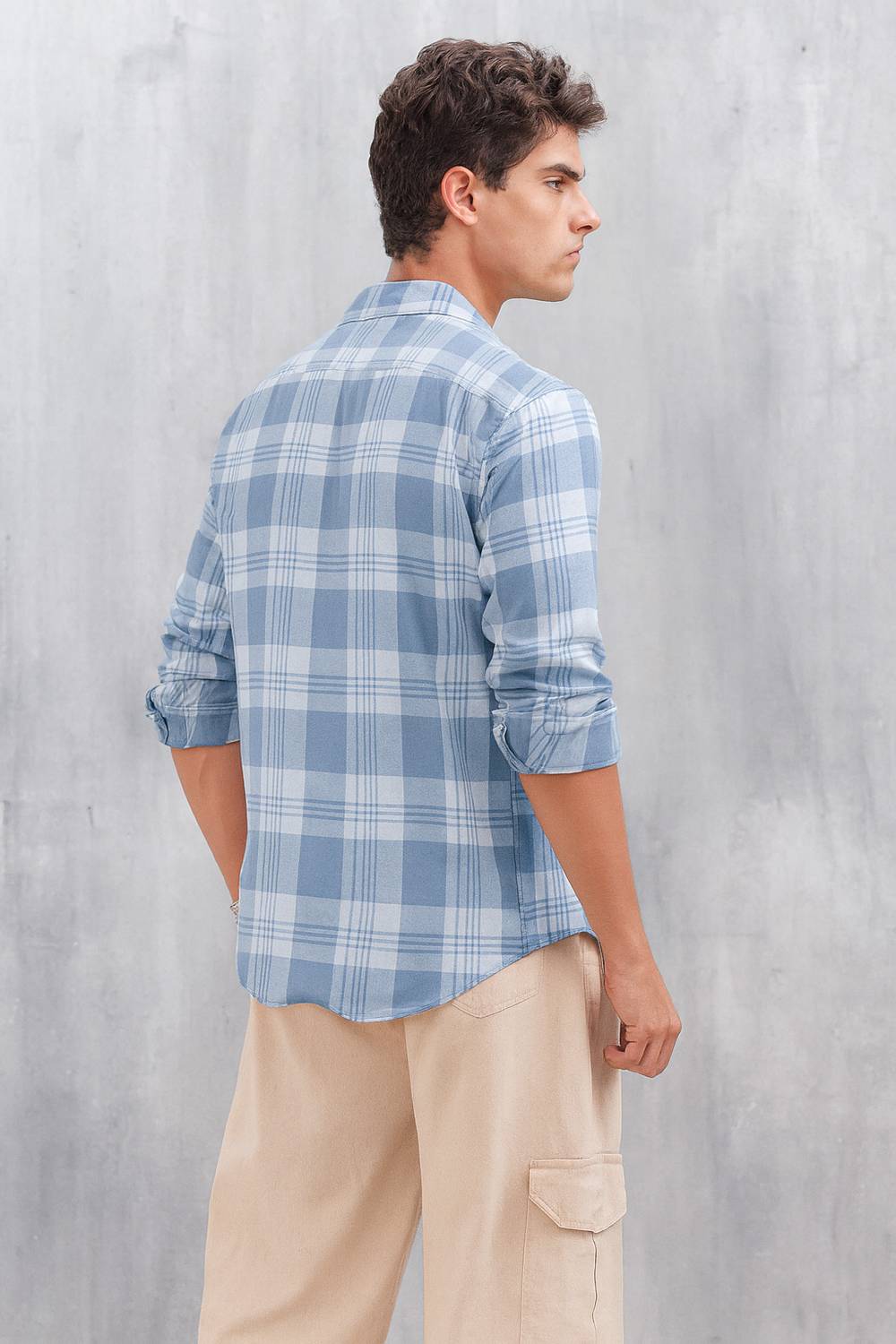 SHIRTZONE Men Light Blue Checkered Shirt - Image 2