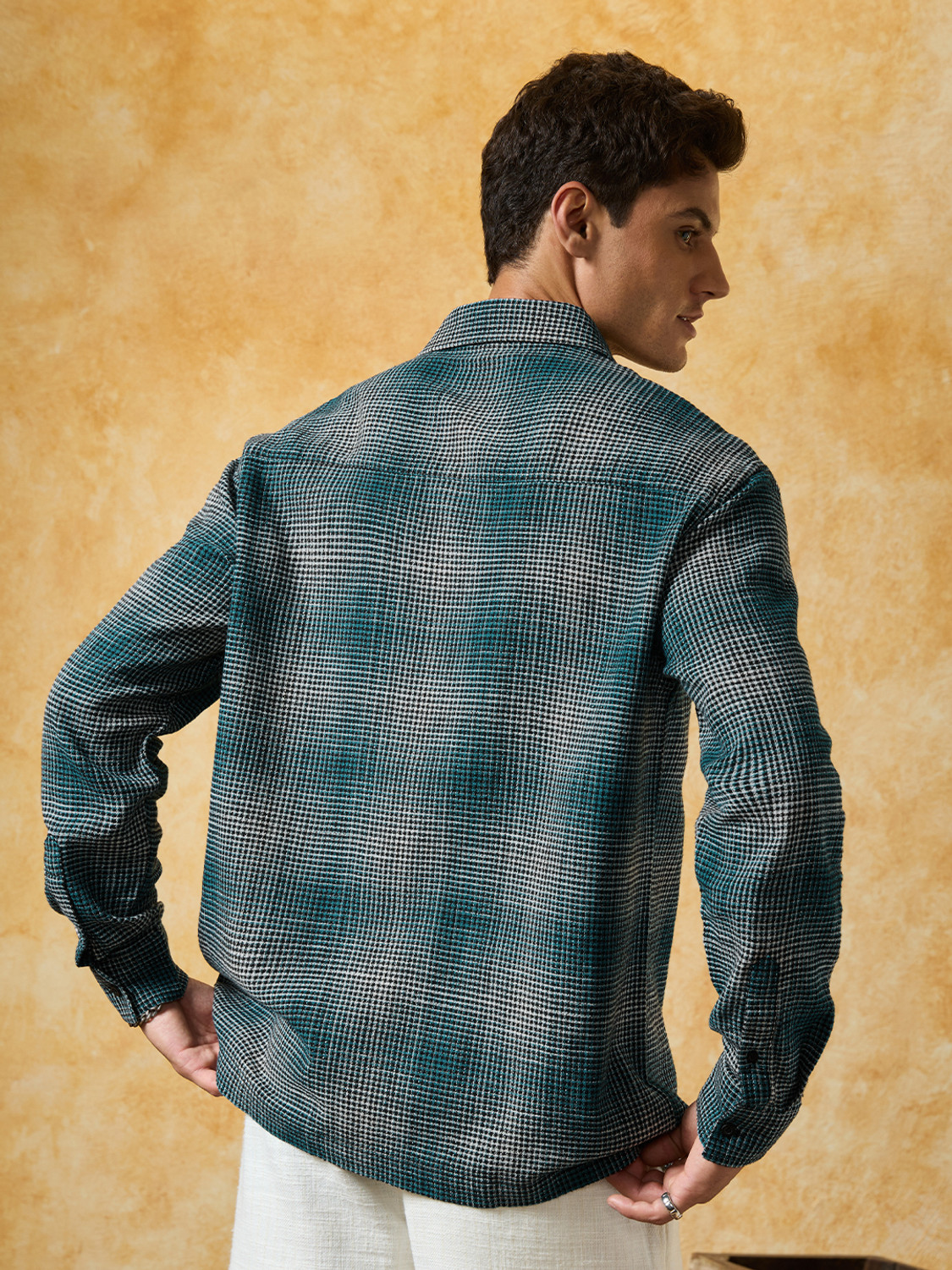 Image of The Souled Store Men Checkered Casual Blue Shirt