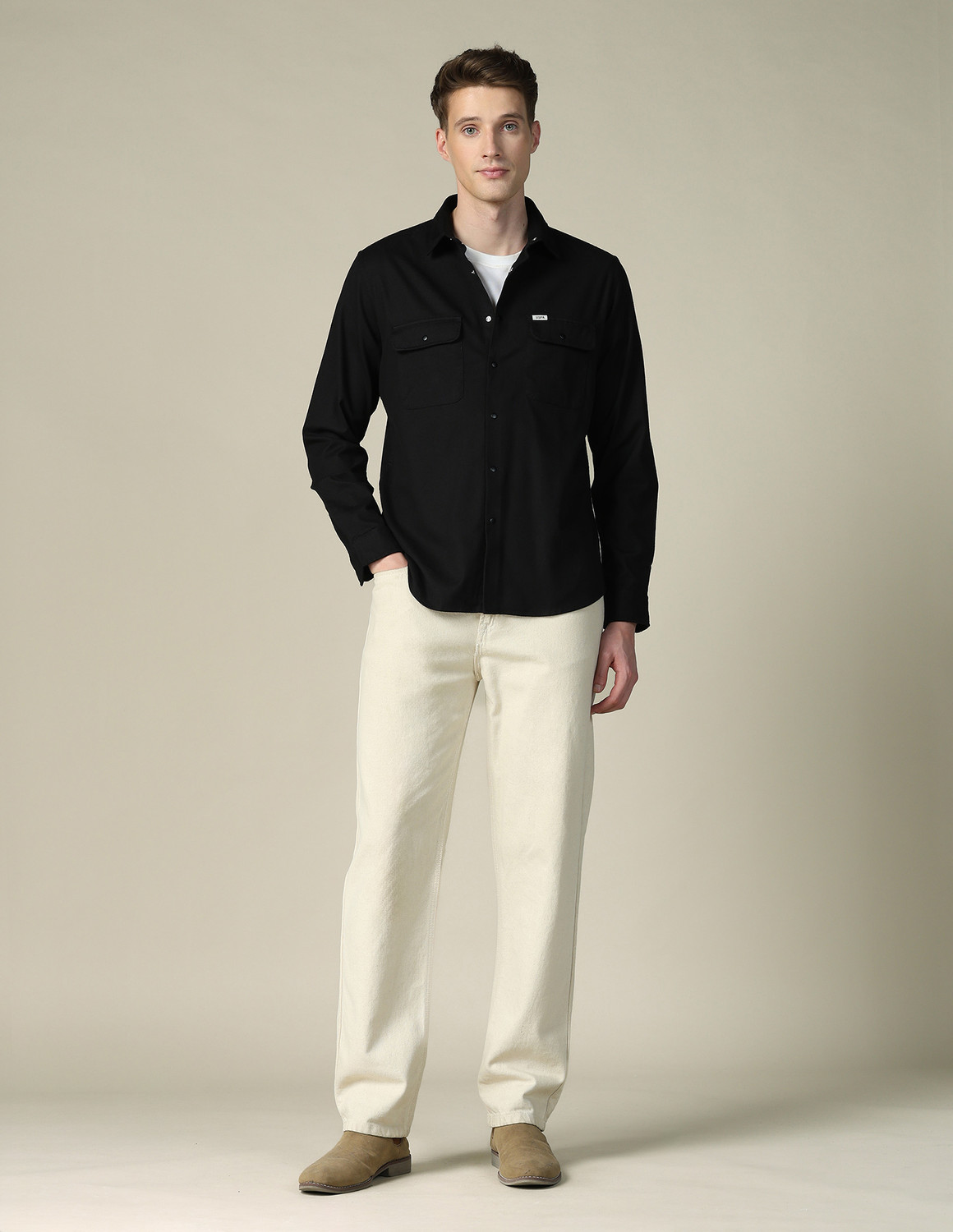 Image of U.S. Polo Assn. Denim Co. Men Solid Casual Black Shirt