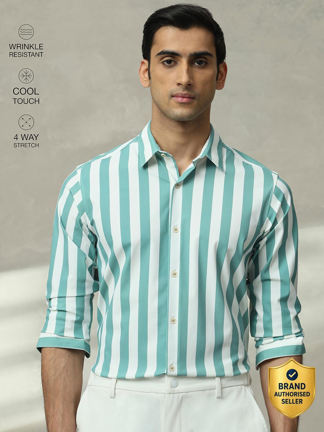 Image of MUFTI Men Striped Casual Blue Shirt