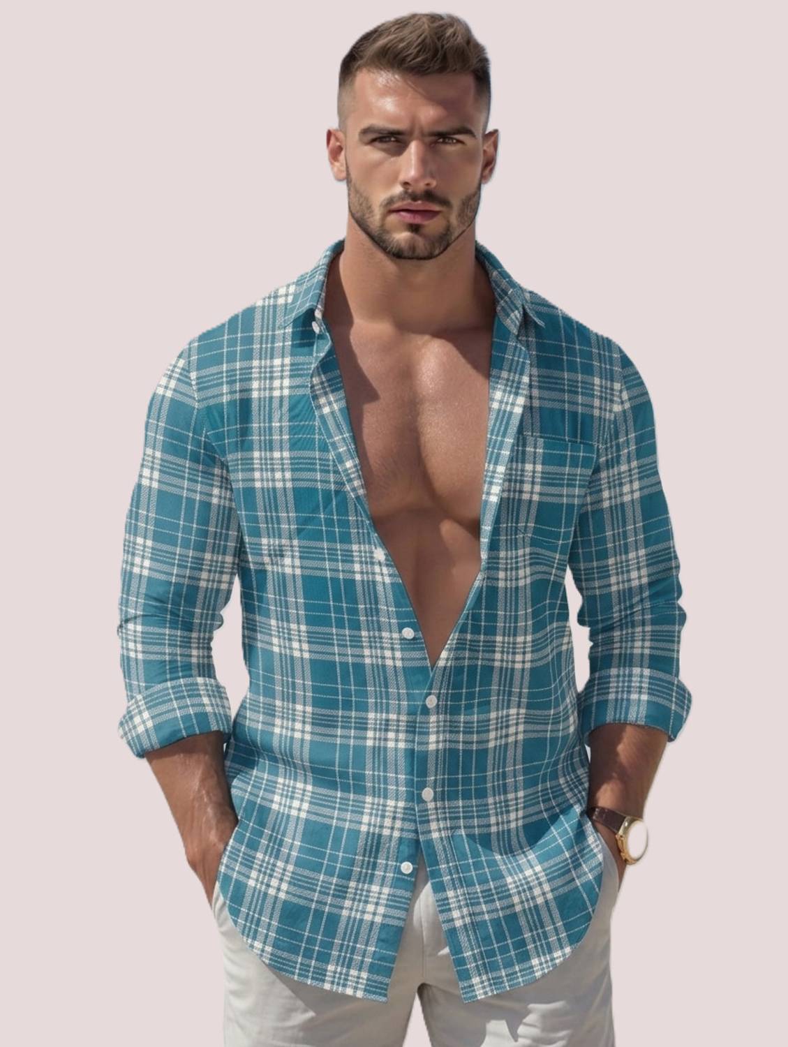 Roadster Men Checkered Casual Blue Shirt - Image 3