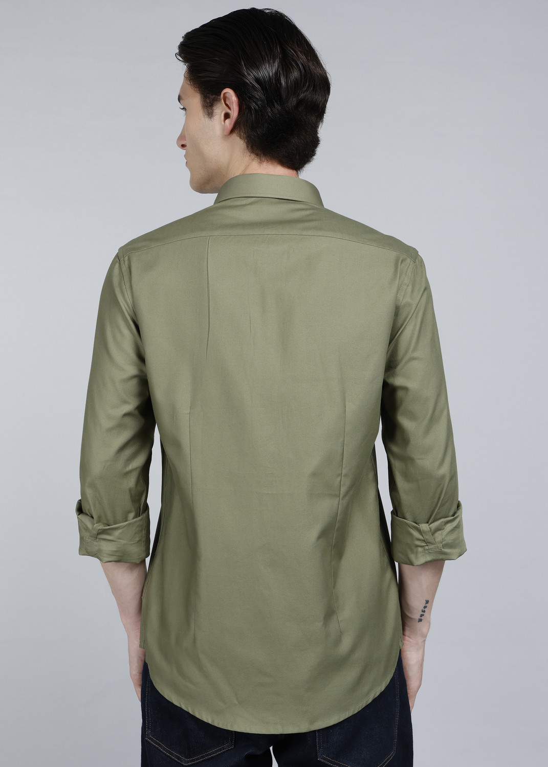 Image of Blackberrys Men Self Design Casual Green Shirt