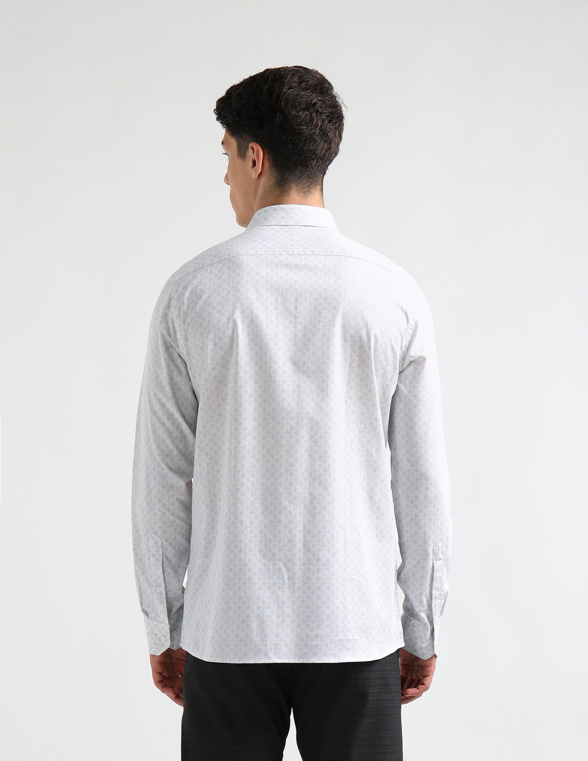 Image of ARROW Men Printed Formal Grey Shirt