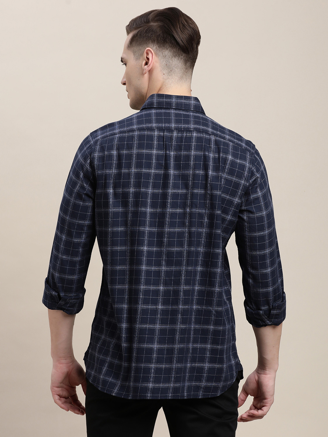 Image of TURTLE Men Checkered Casual Blue Shirt