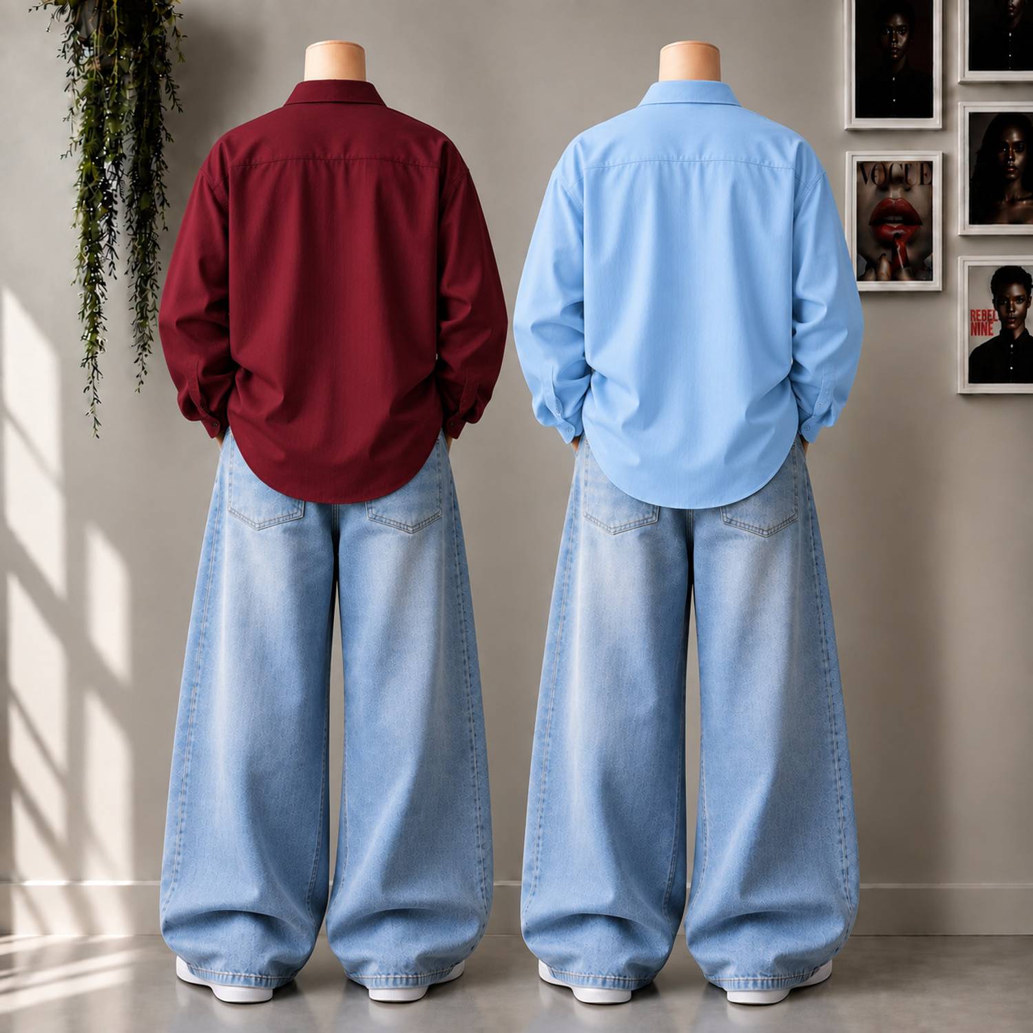 SHABIB Men Maroon, Light Blue Shirt Pack of 2 - Image 2