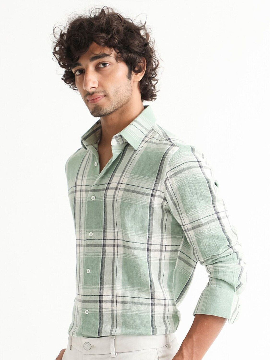 Image of RARE RABBIT Men Slim Fit Checkered Casual Shirt