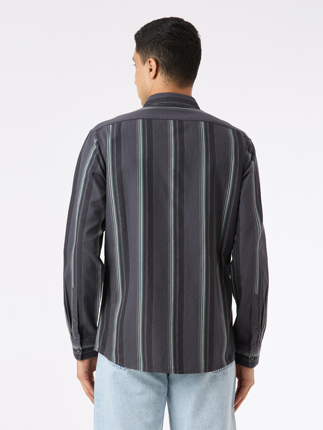 Image of Pepe Jeans Men Striped Casual Grey Shirt
