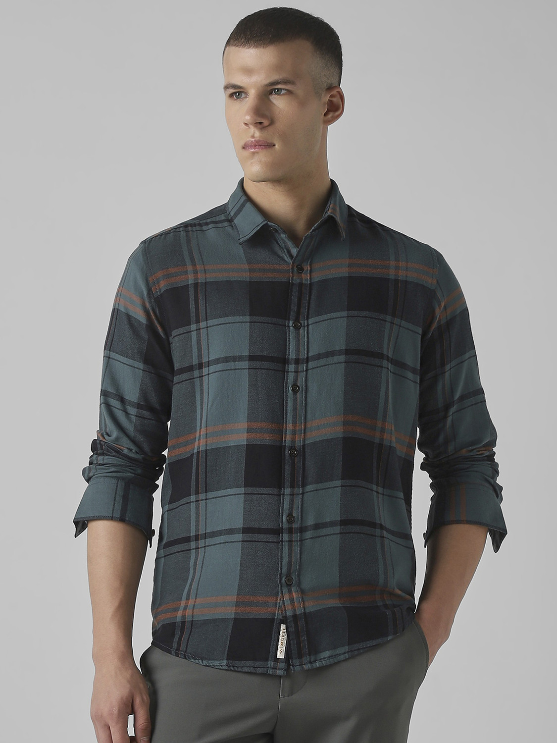 Image of MUFTI Men Checkered Casual Multicolor Shirt