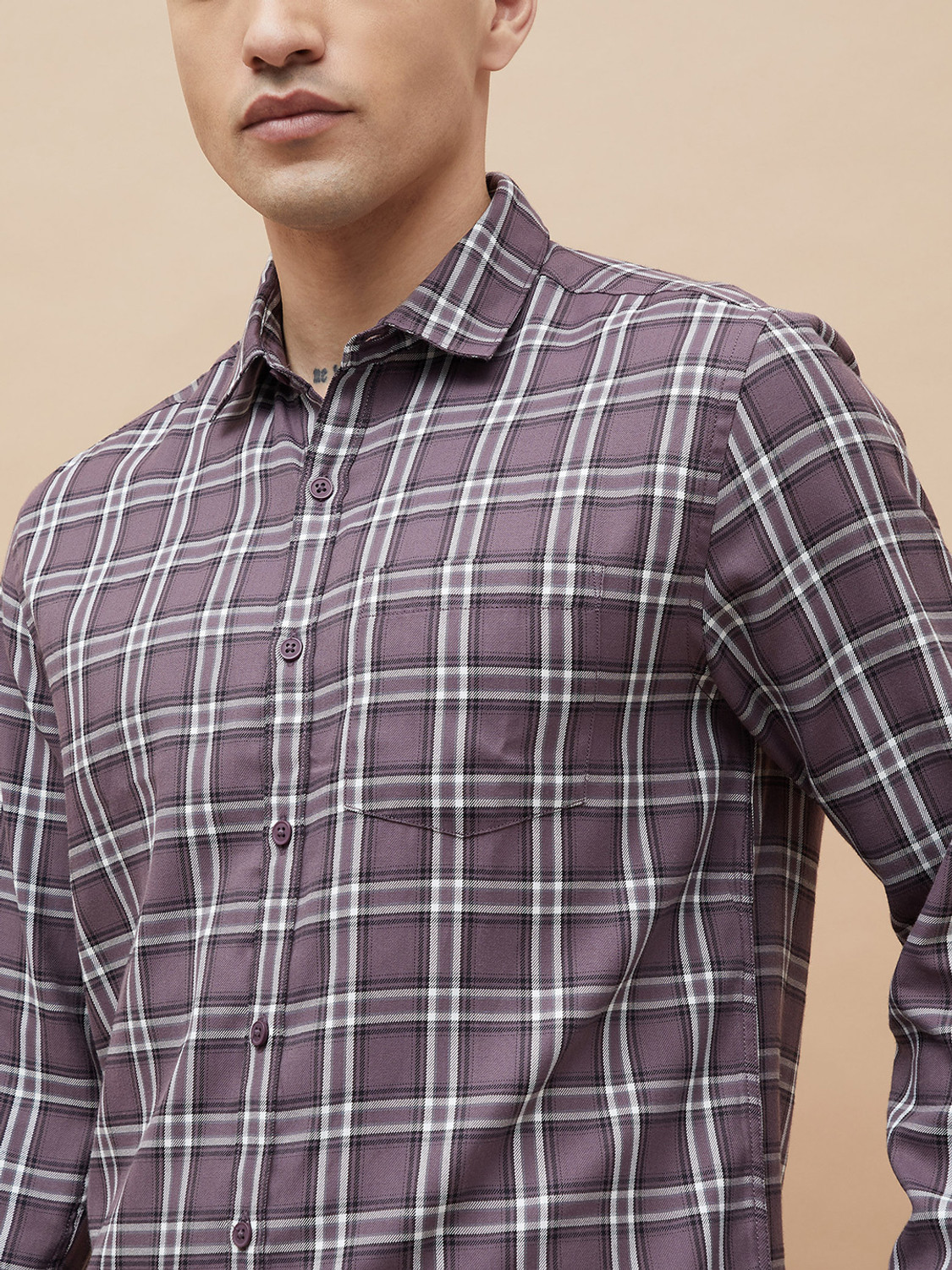 Image of Fame Forever by Lifestyle Men Striped Casual Purple Shirt