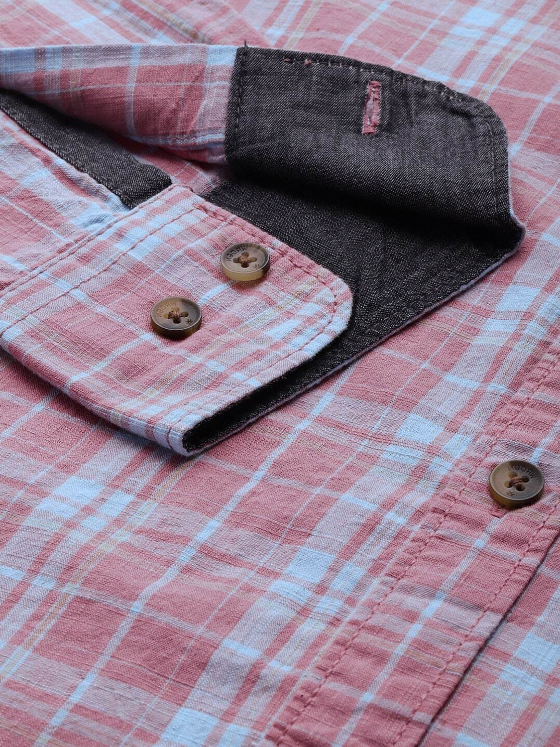 Image of WROGN Men Checkered Casual Pink Shirt