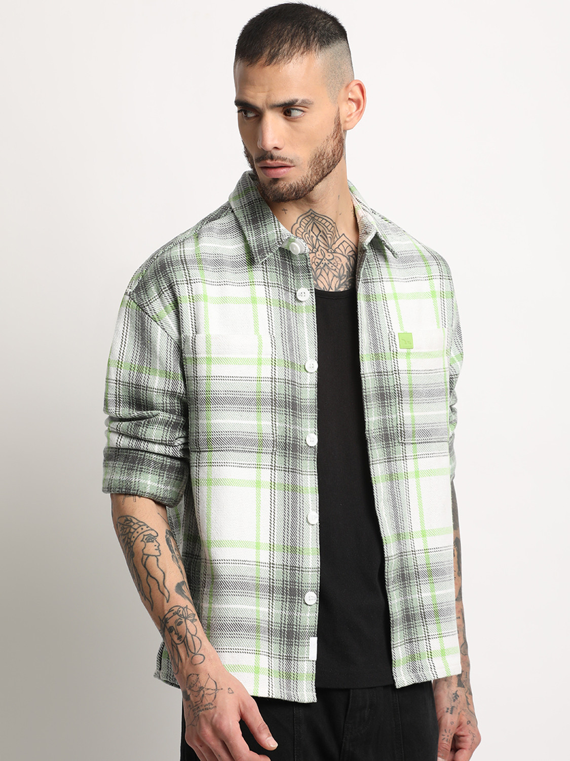 Image of THE BEAR HOUSE Men Checkered Casual Multicolor Shirt