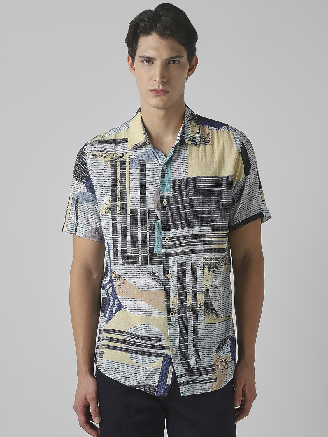 Image of MUFTI Men Printed Casual Multicolor Shirt