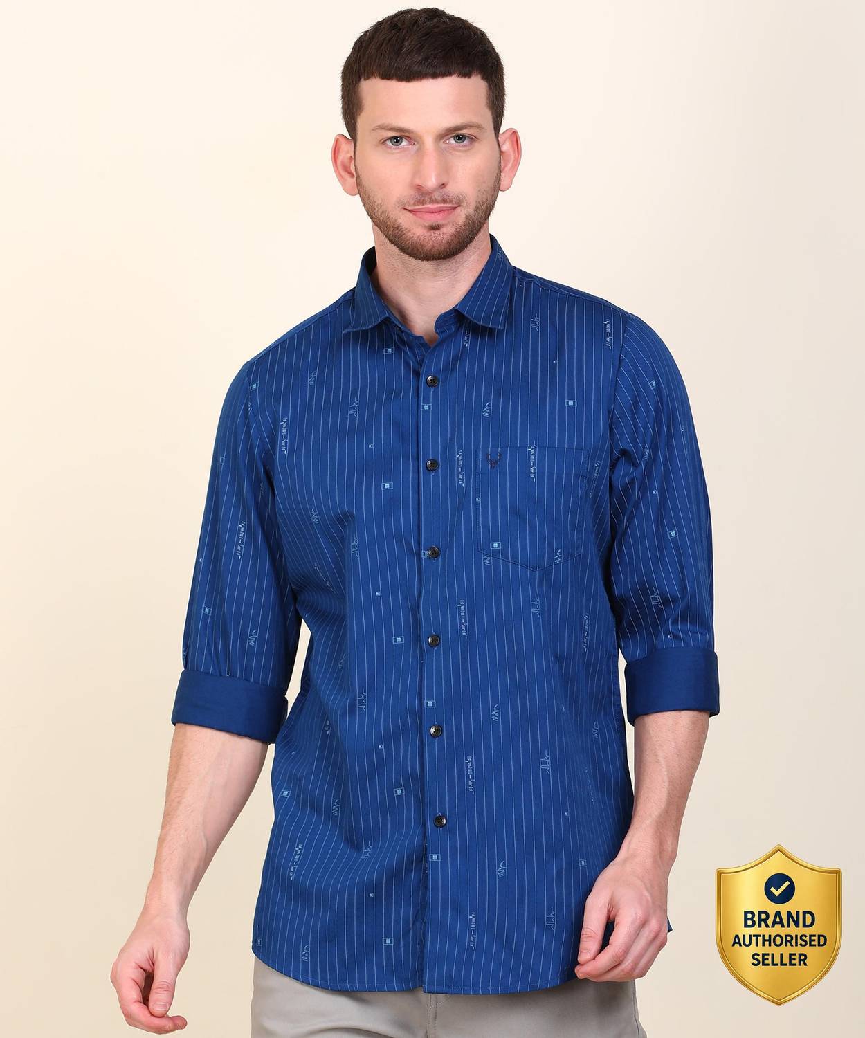 Allen Solly Men Striped Casual Blue Shirt