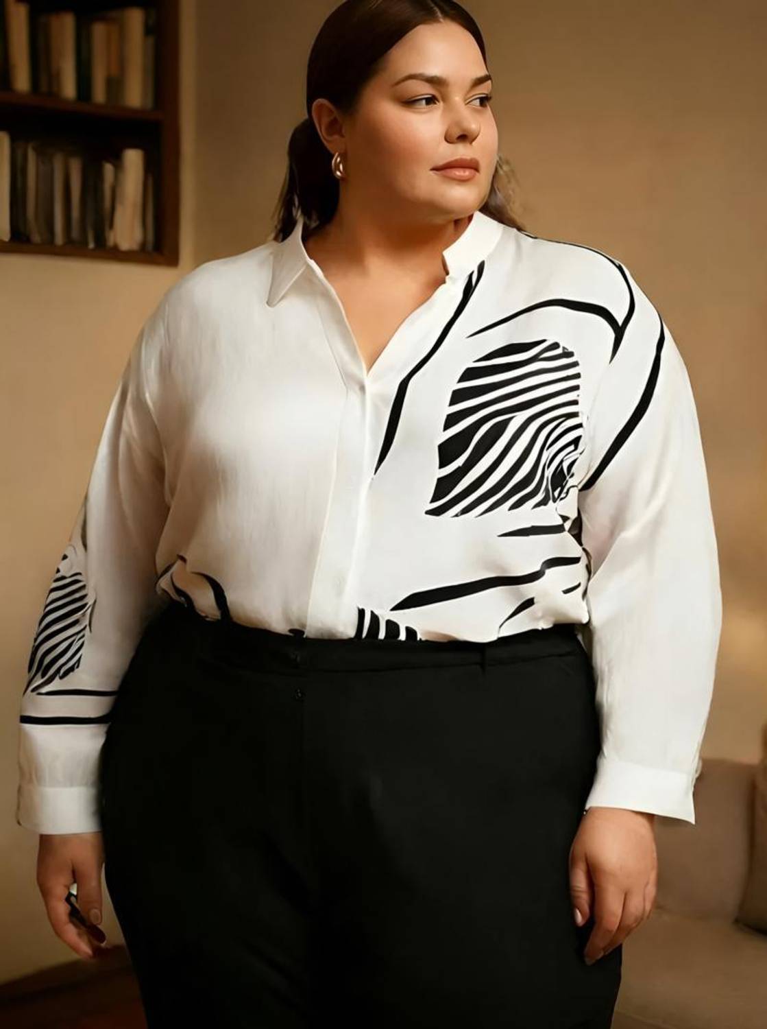 CADMON Women Printed Casual White Shirt