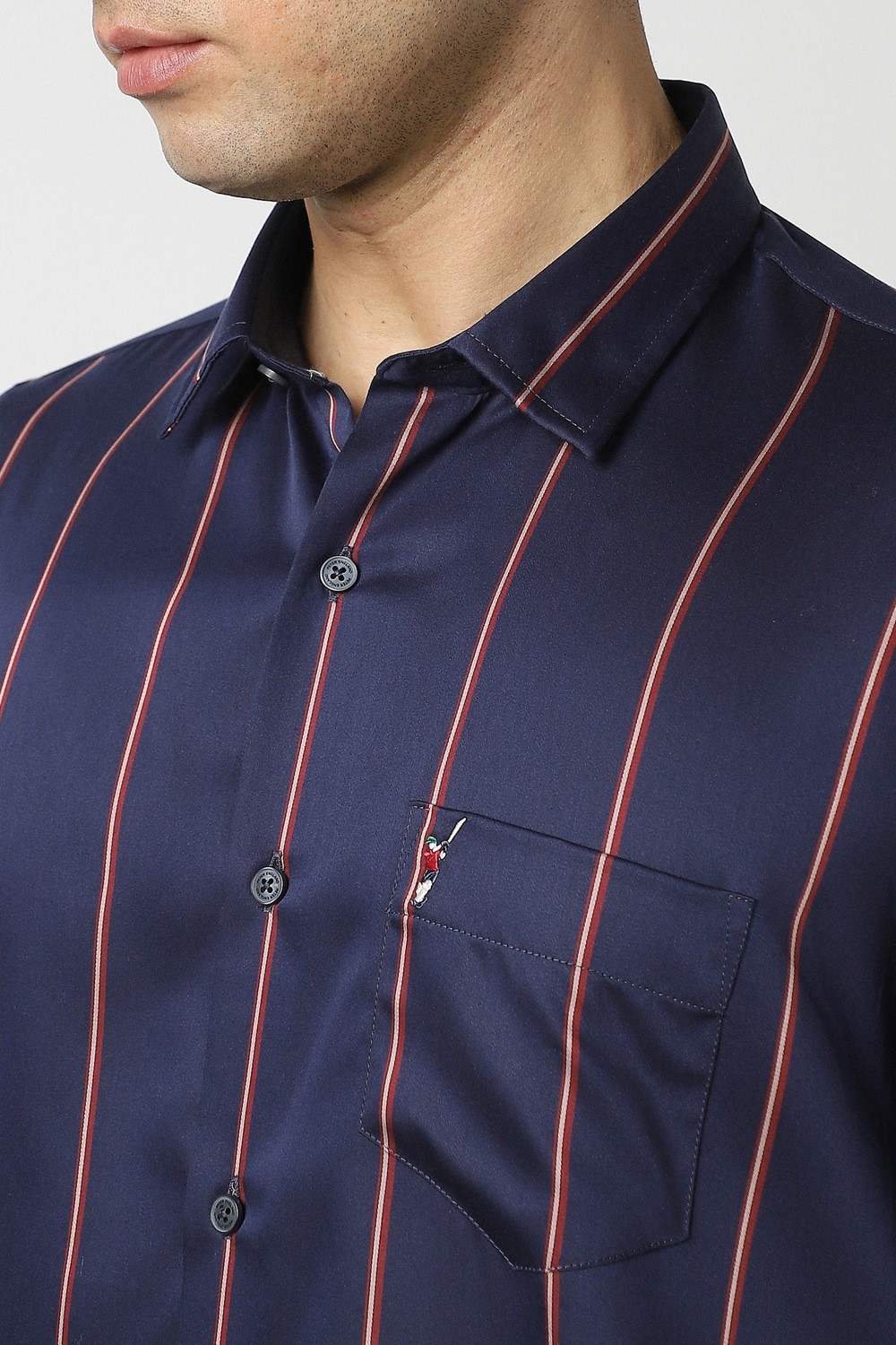 Image of PETER ENGLAND Men Striped Casual Blue Shirt