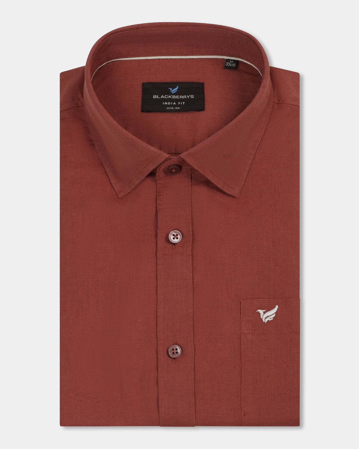 Image of Blackberrys Men Solid Casual Red Shirt