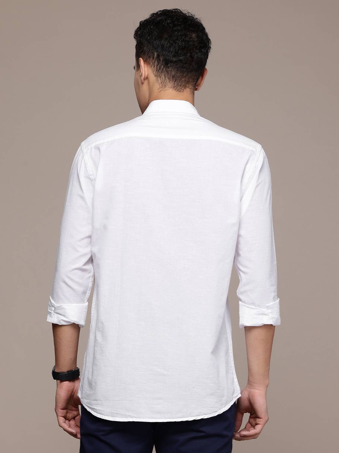 BLUE SQUAD Men Solid Casual White Shirt - Image 2