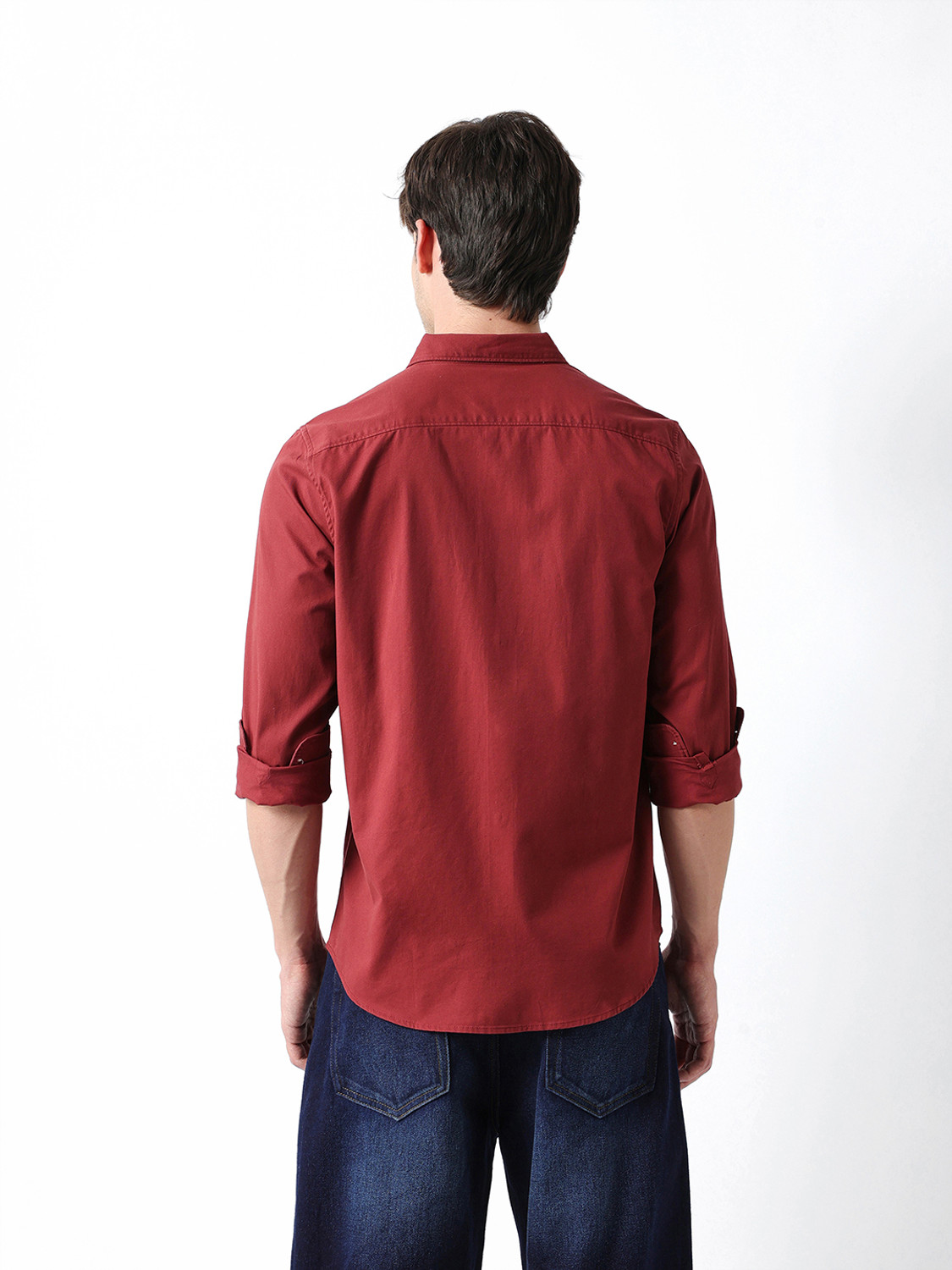 Image of THE BEAR HOUSE Men Solid Casual Brown Shirt